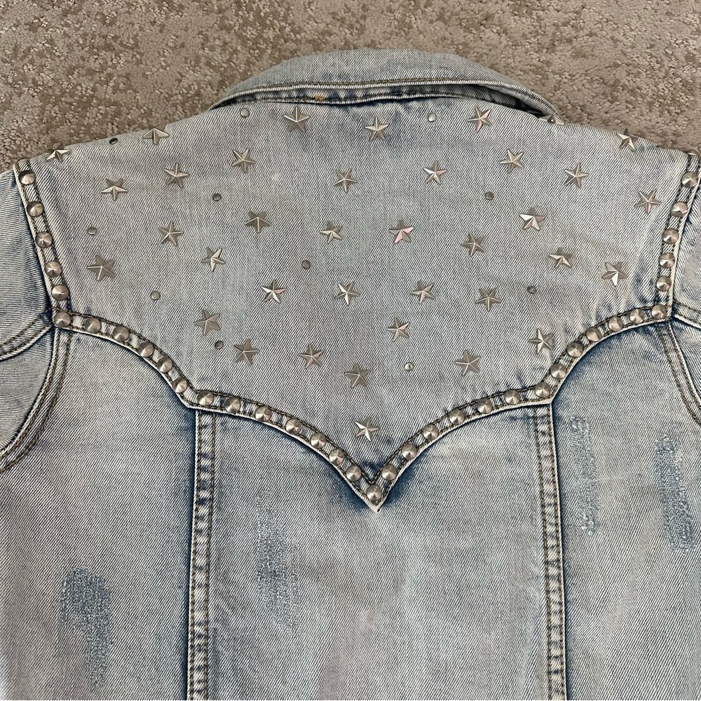 Auguste star studded denim jacket spots on back